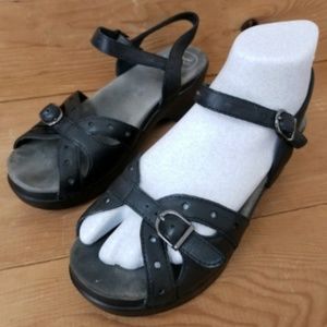 Dansko 37 Leather Ankle Strap buckle Sandals heels